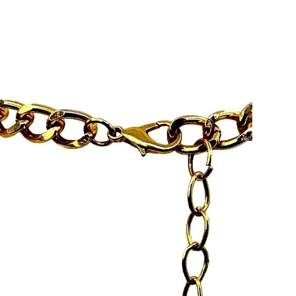 Chunky Gold  Tone Chain  Necklace W/ Colorful Beads & Charms   A48 - Picture 5 of 7